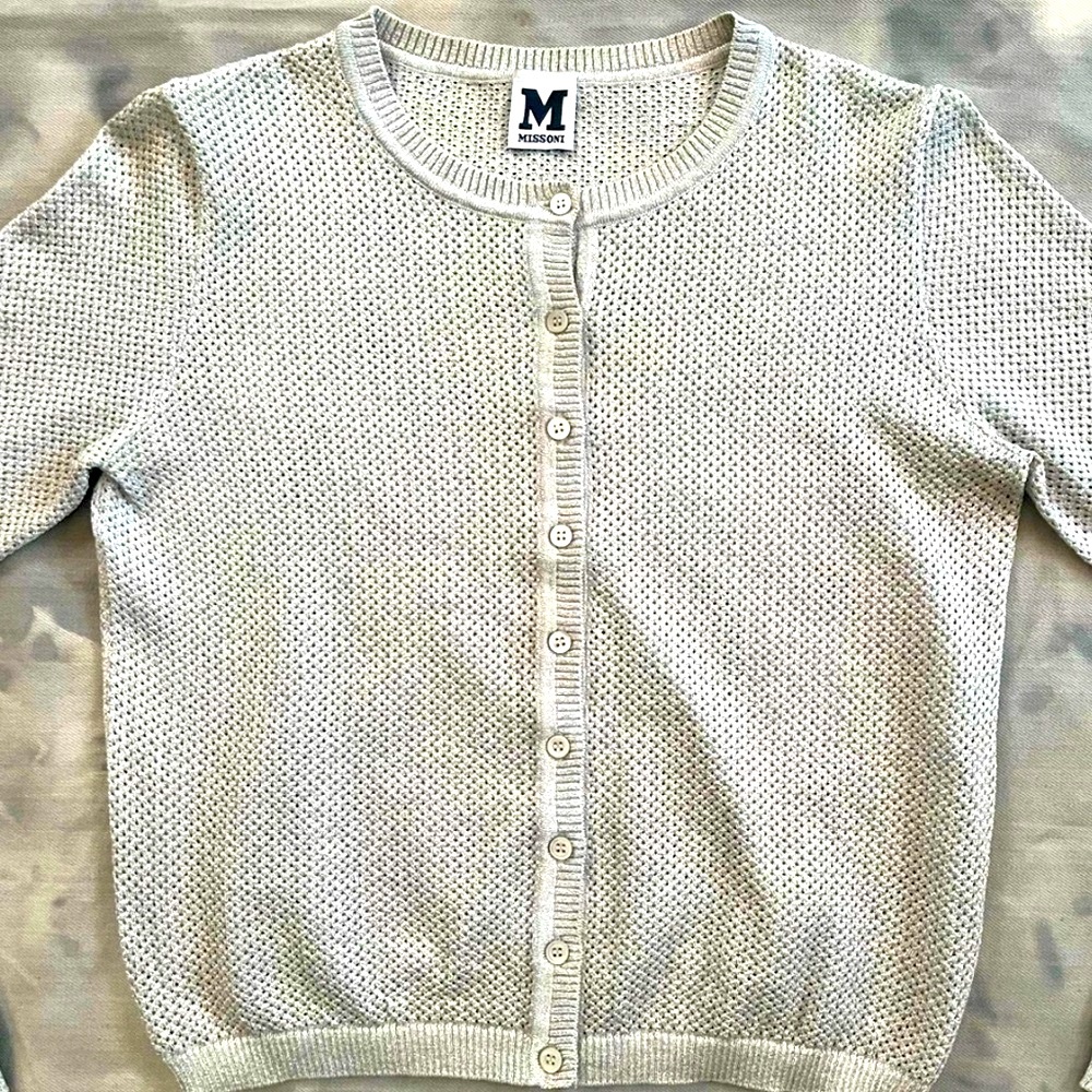 Missoni Metallic Silver Classic Cardigan